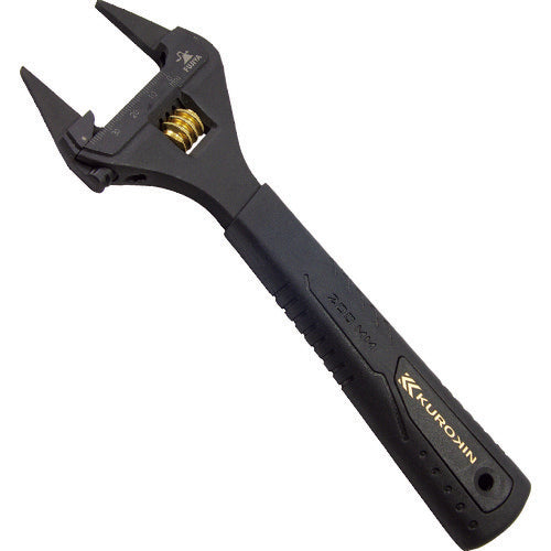 FUJIYA FLT-38-BG Thin-tipped monkey wrench (black and gold, with grip)