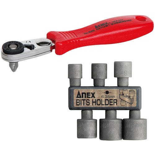 ANEX 525-7S Compact Bit Ratchet 52 Ultra-short box bit set