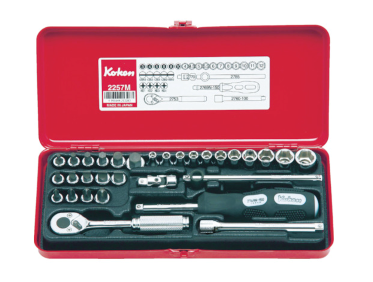 Ko-ken 1/4 (6.35mm) SQ. Socket set 31 pieces 2257M Japan