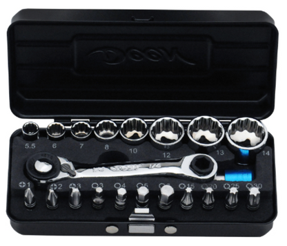 DEEN DNCRBS21 1/4" SQ Bit & Hex Socket Ratchet Set0