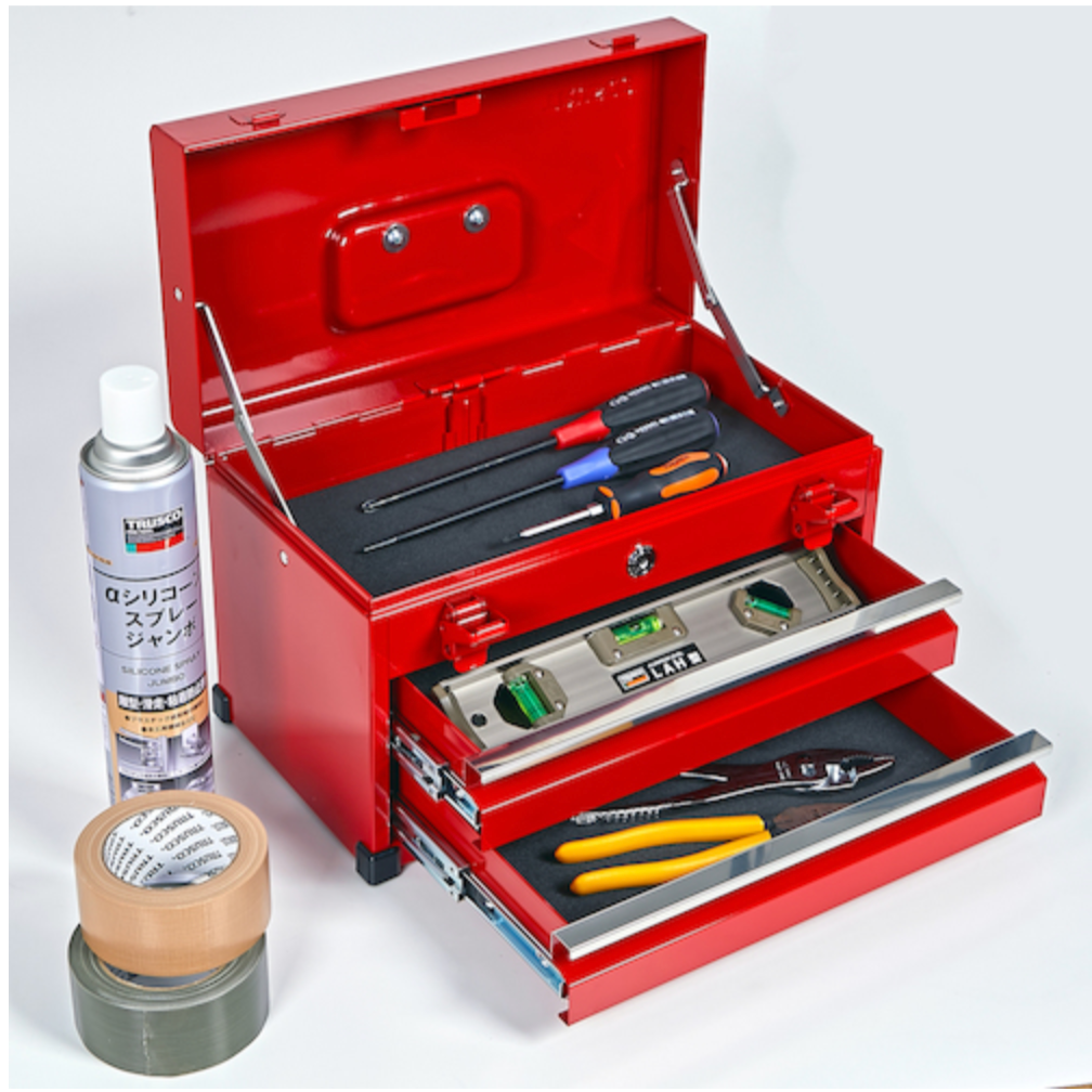 TRUSCO CH-420 2-Drawer Tool Chest Lockable 15.6"x8.7"x9.8" Red Made in Japan1